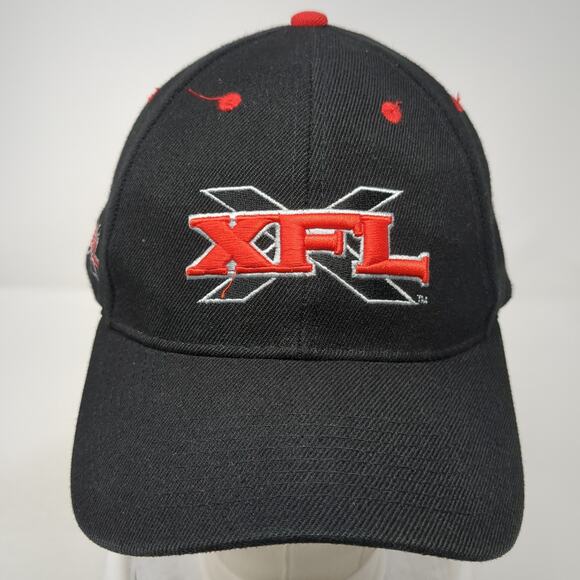 XFL Strapback Hat Black One Size Adjustable Embroidered Drew Pearson - Picture 2 of 10